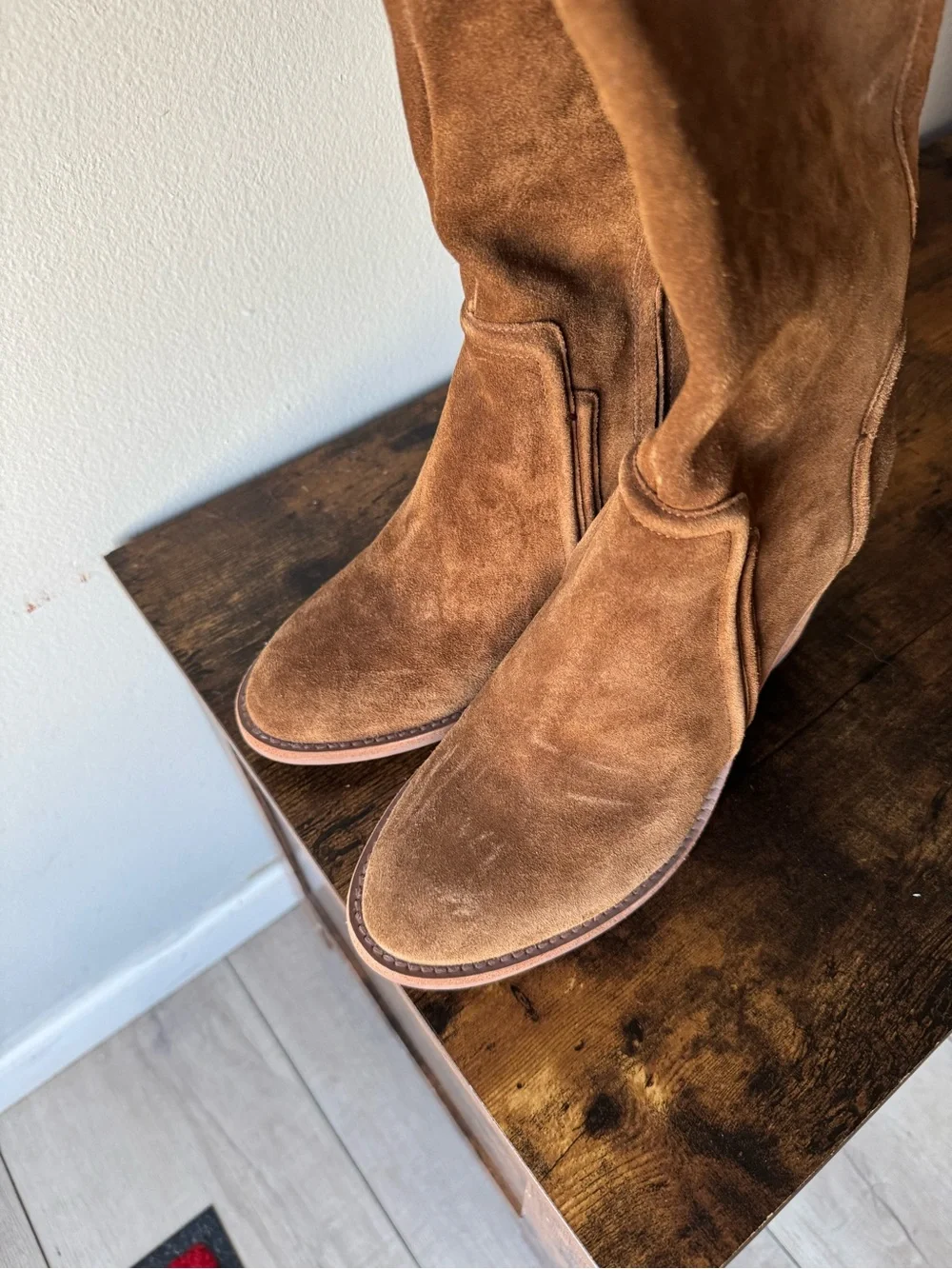 Vince Camuto Brown Suede Over The Knee Block Heel Tall Boots Womens Size 10.5M